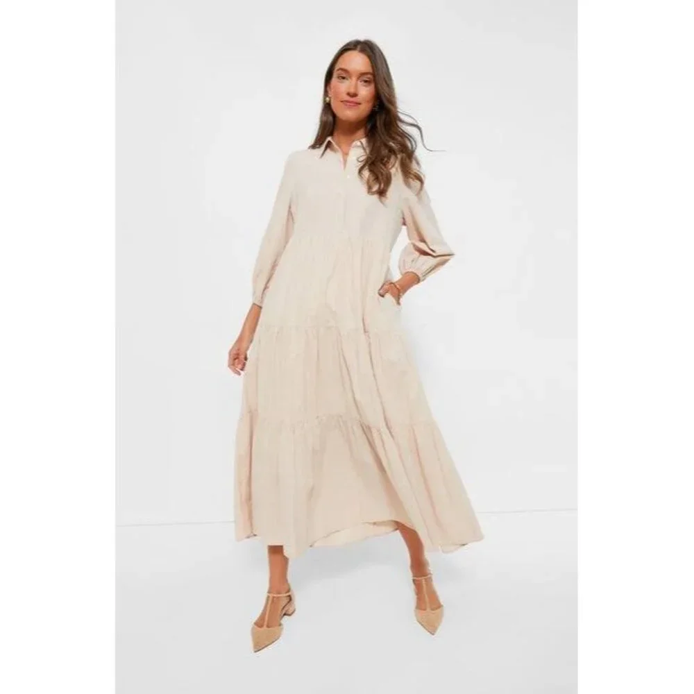NWT Pomander Place Sandstone Cotton Mabel Maxi Dress in Sandstone Size XXL - Picture 1 of 9
